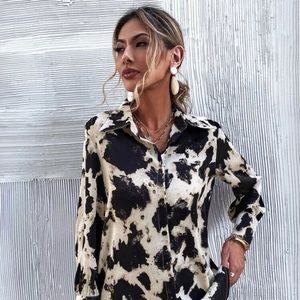 Cow print button up